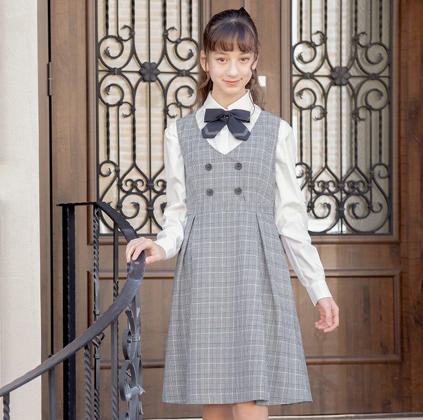 フォーマル卒業式女子スーツチェックジャンスカ卒服5点セットきちんとワンピース