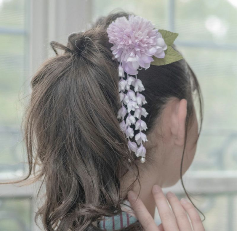 送料無料 【クリアランスセール】和風髪飾り 藤の花揺れる和装ヘアクリップ アクセサリー ヘアアクセサリー 和装アクセサリー TAK  キャサリンコテージ