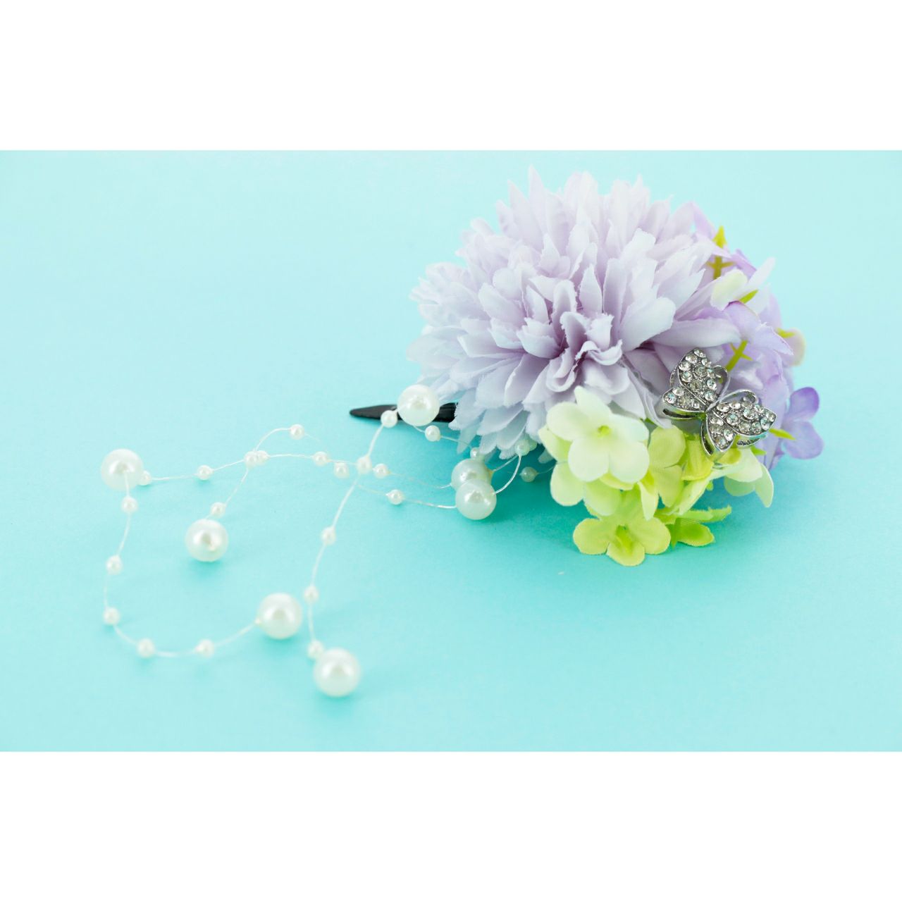 和風髪飾り蝶とお花のヘアクリップアクセサリーヘアアクセサリー和装アクセサリー