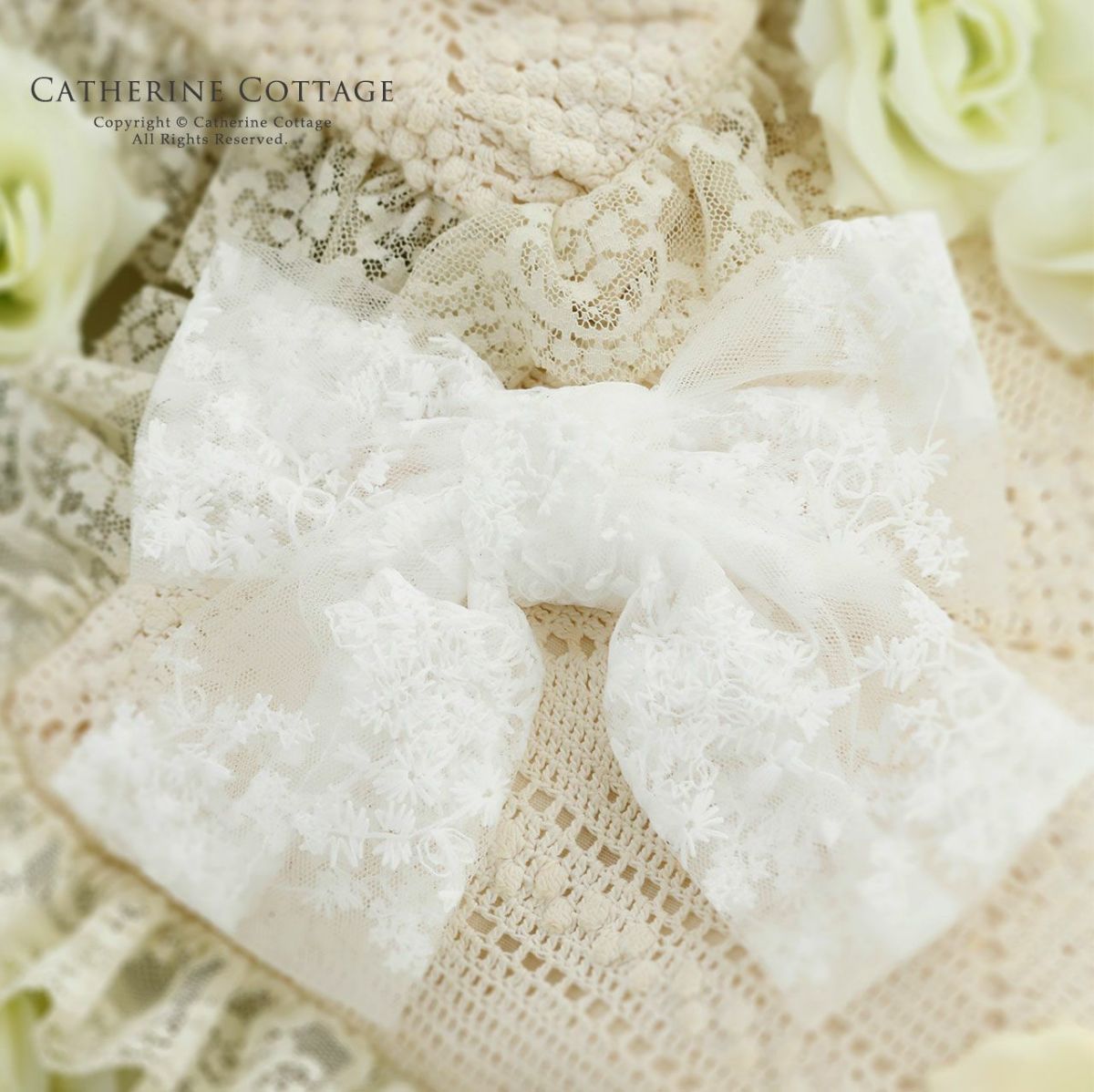 ビッグレースリボンヘアクリップ白アクセサリーヘアアクセサリーYUP6