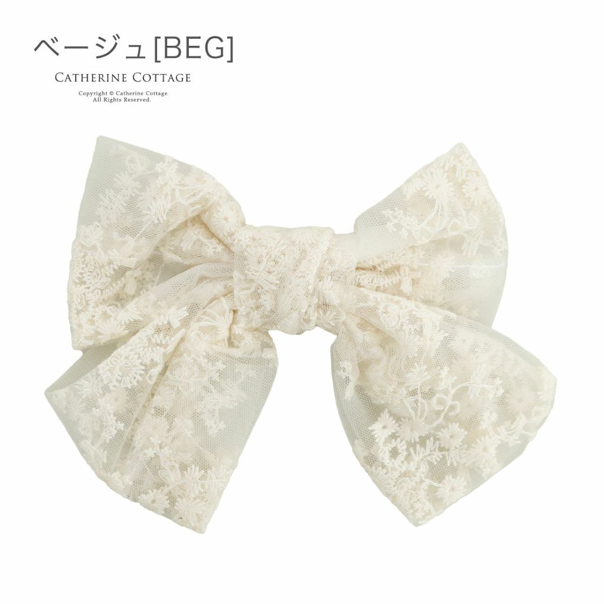 ビッグレースリボンヘアクリップ白アクセサリーヘアアクセサリーYUP6