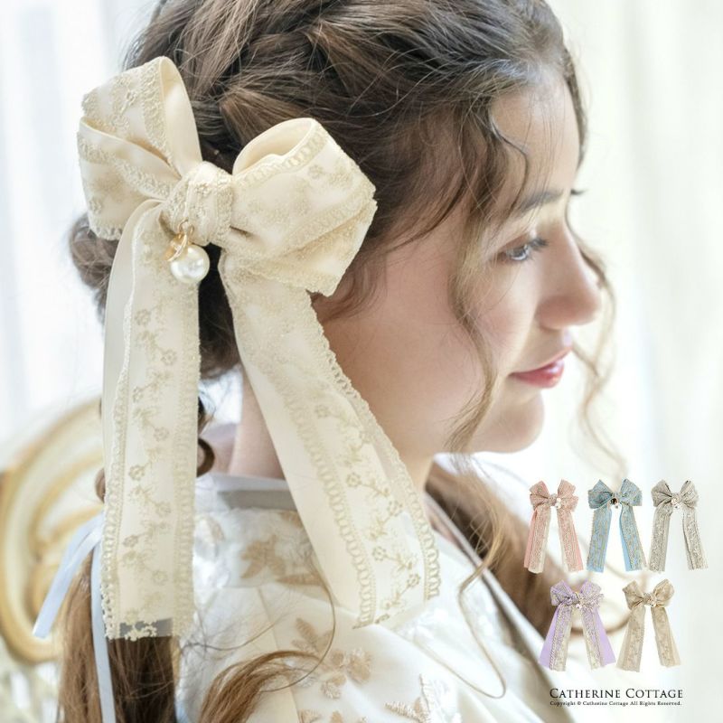 プリンセスリボンヘアクリップ髪飾りアクセサリーヘアアクセサリーキッズ大人YUP6