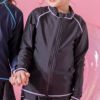 長袖ラッシュガードスクール水着　ファスナー・黒×紫[LILJJ]