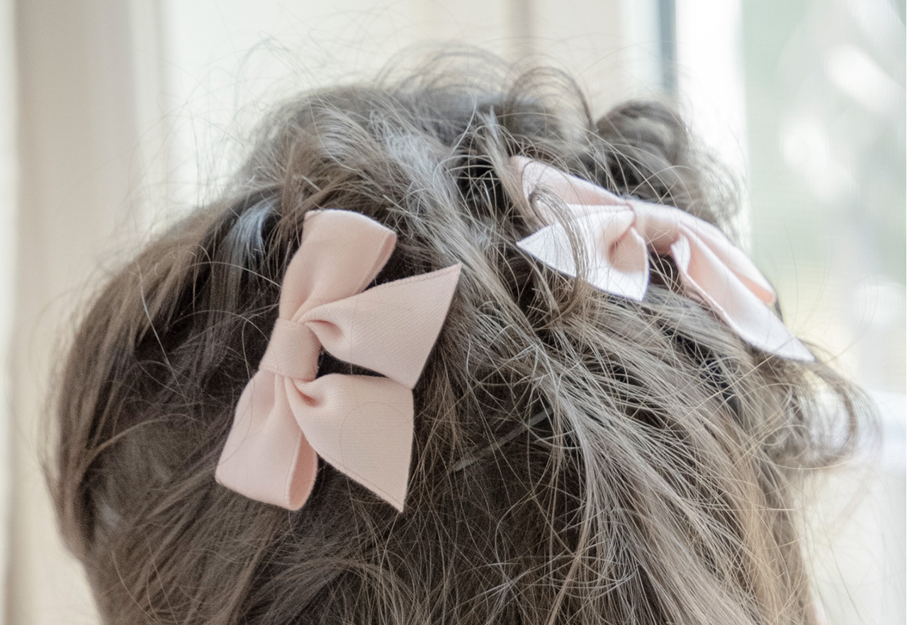 リボンクリップ3色6個セットアクセサリーヘアアクセサリーグログランリボンヘアクリップベビーキッズ