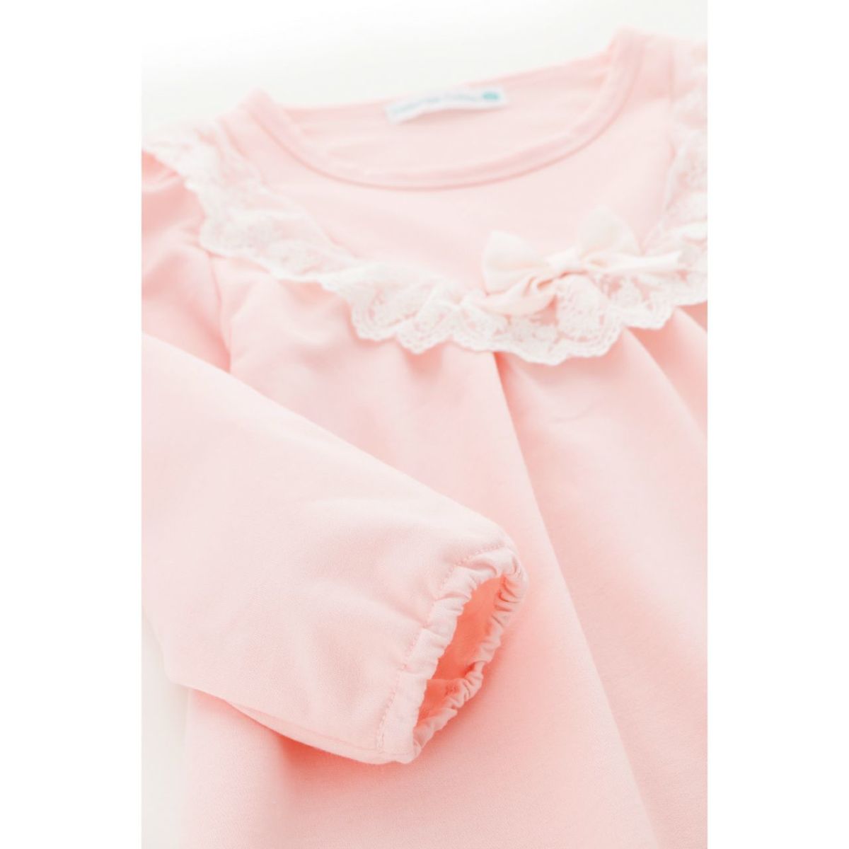 やわらか裏毛のヨークレースネグリジェ長袖パジャマキッズ女の子ルームウェアカジュアル