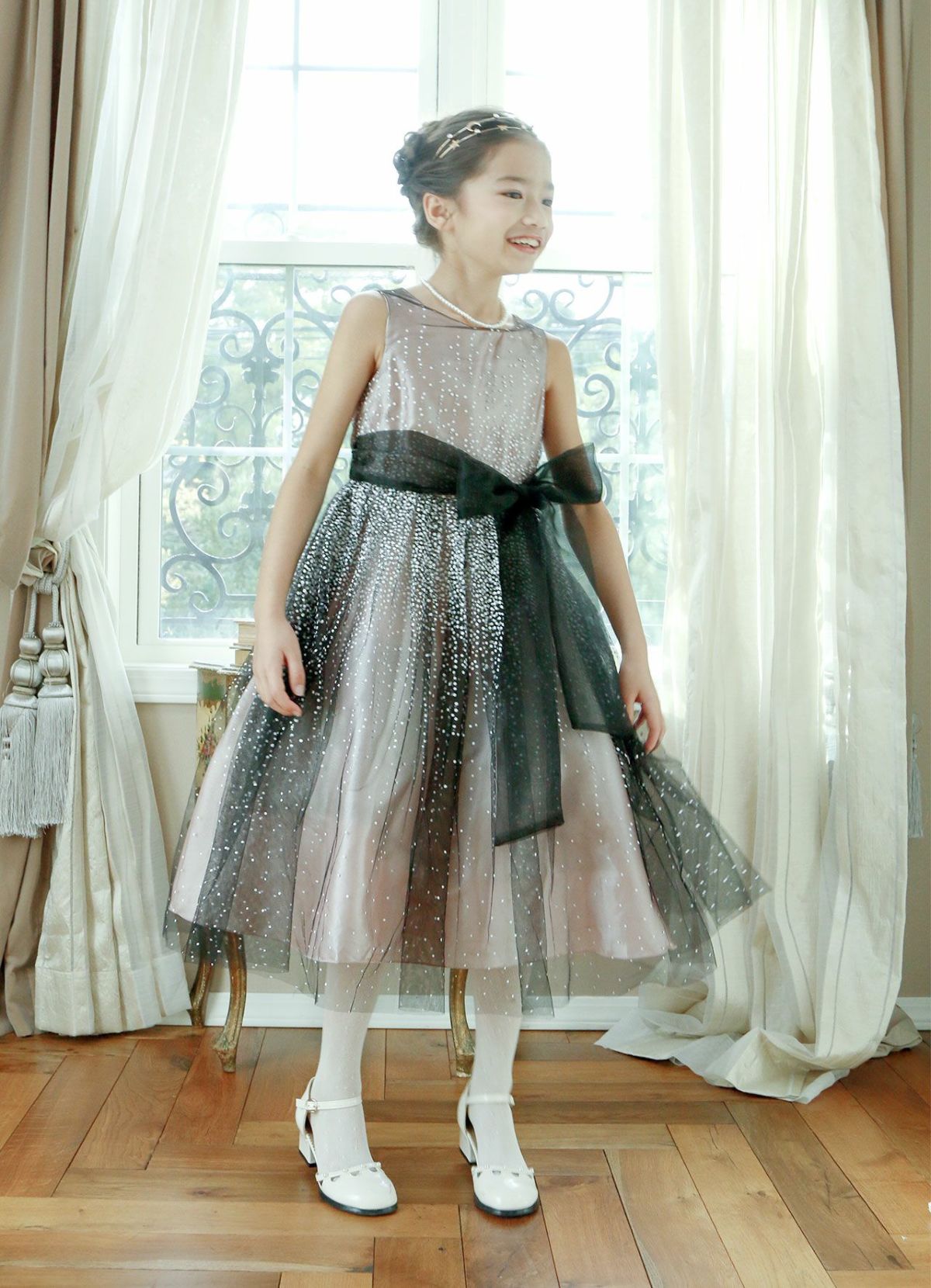 星をちりばめたウエストビジュードレス