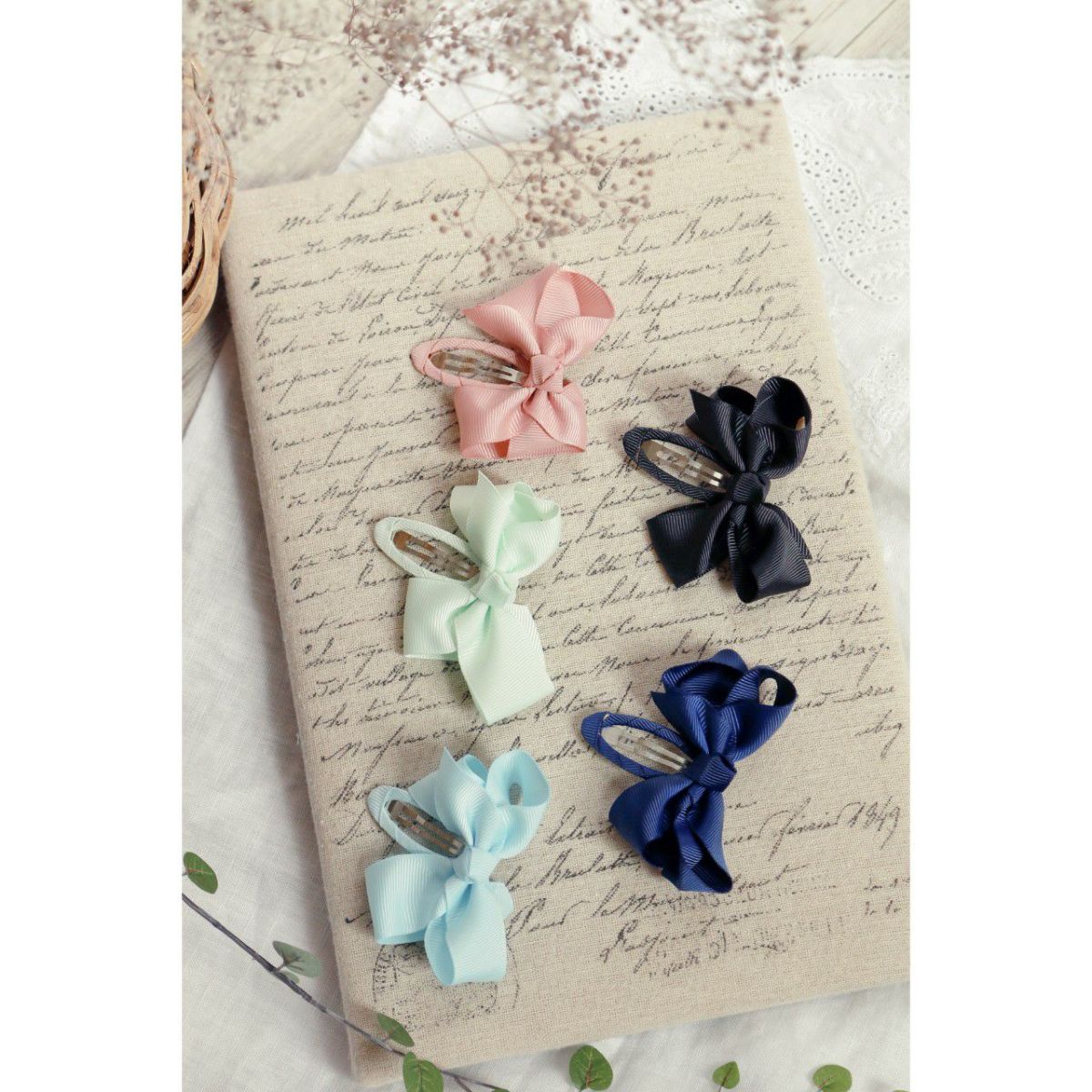 ガーリーヘアピン2点セットリボンレース女の子髪飾りハンドメイドヘアアクセサリー