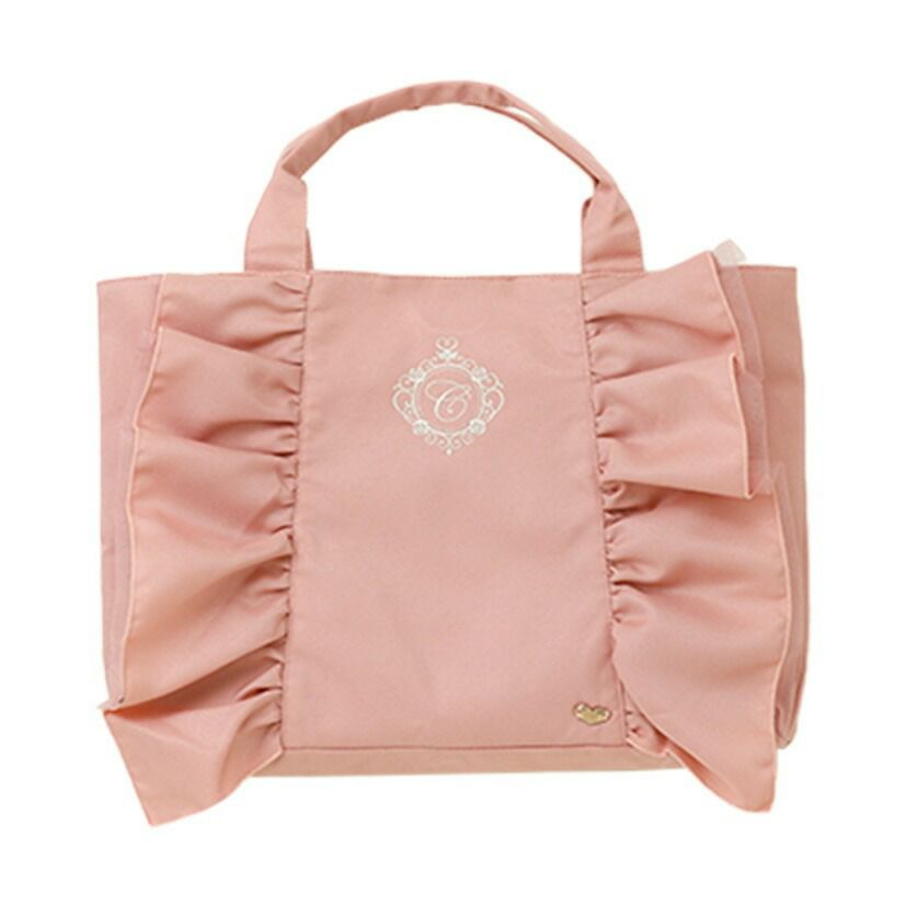 イニシャル刺繍入りフリルレッスンバッグスクールレッスンバッグマチあり手提げバッグフォーマルに合うバッグ