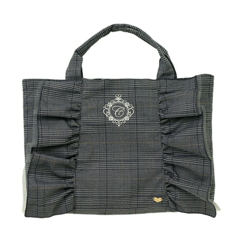 イニシャル刺繍入りフリルレッスンバッグスクールレッスンバッグマチあり手提げバッグフォーマルに合うバッグ