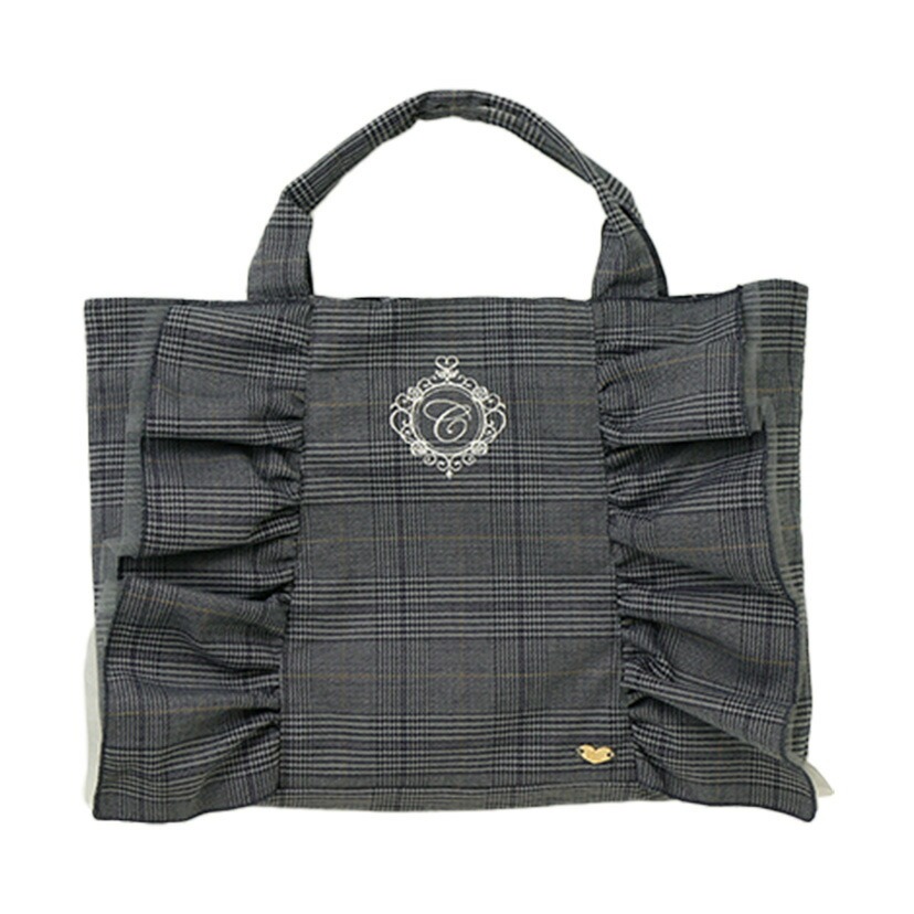 イニシャル刺繍入りフリルレッスンバッグスクールレッスンバッグマチあり手提げバッグフォーマルに合うバッグ
