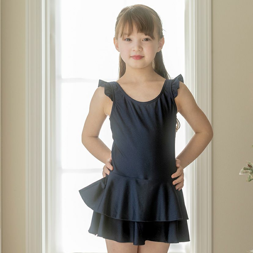 女の子スクール水着紺インナー付ワンピース型