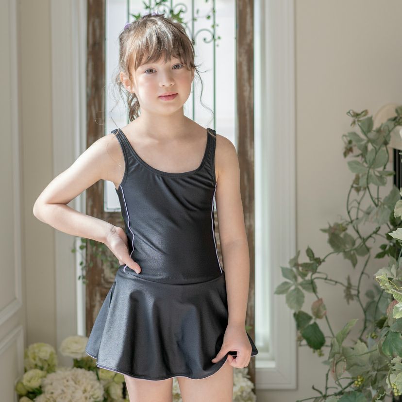 女の子スクール水着紺インナー付ワンピース型