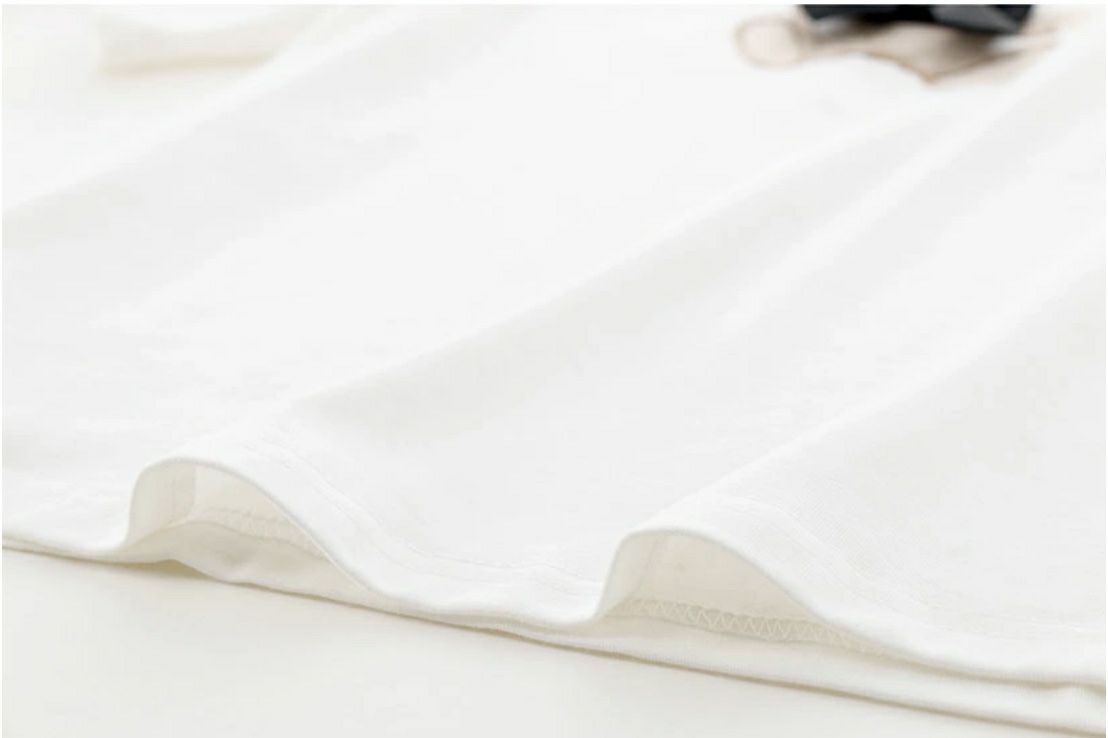 キッズTシャツデコレーションプリント半袖Tシャツ女の子無地白YUP12