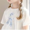 キッズTシャツデコレーションプリント半袖Tシャツ女の子無地白YUP12