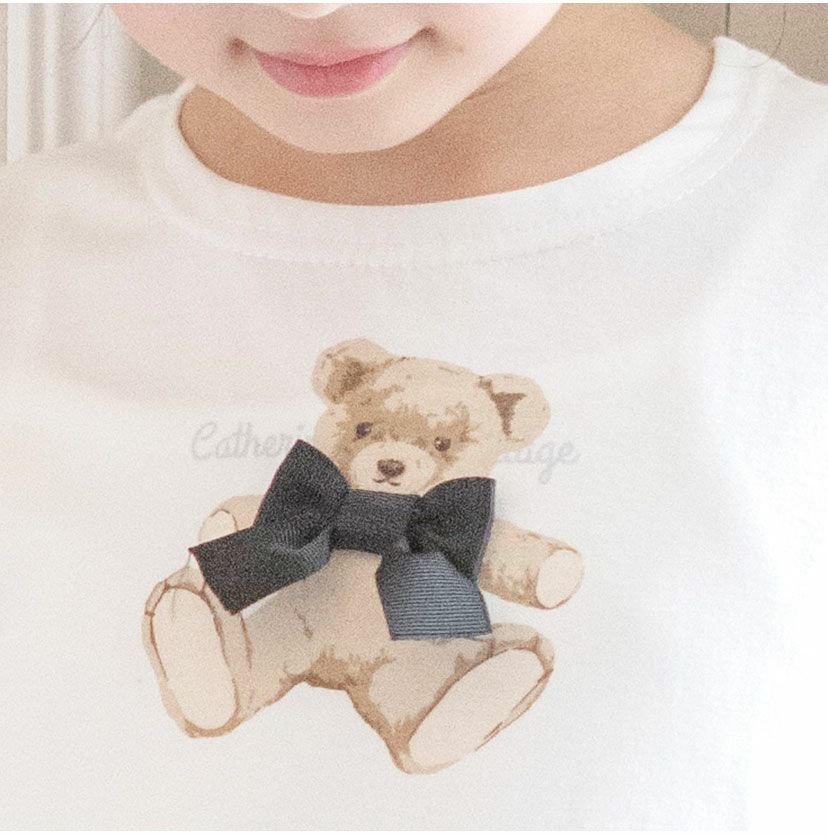 キッズTシャツデコレーションプリント半袖Tシャツ女の子無地白YUP12