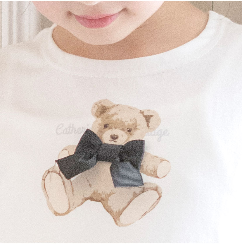 キッズTシャツデコレーションプリント半袖Tシャツ女の子無地白YUP12