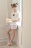 キッズTシャツデコレーションプリント半袖Tシャツ女の子無地白YUP12