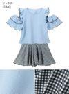 キッズ女の子水着肩フリルフレアワンピース型インナーパンツ付きギンガムチェック水着