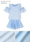 キッズ女の子水着肩フリルフレアワンピース型インナーパンツ付きギンガムチェック水着