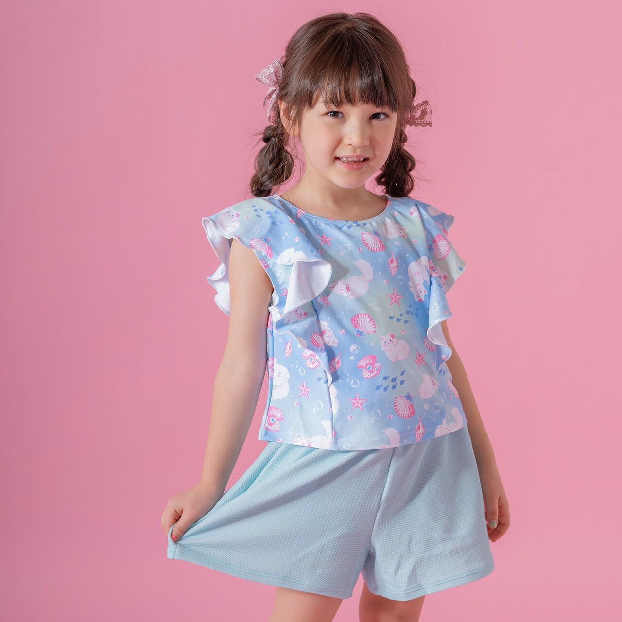 送料無料【目玉セール】ワッフルフリルセパレート水着 YUP12《メール便