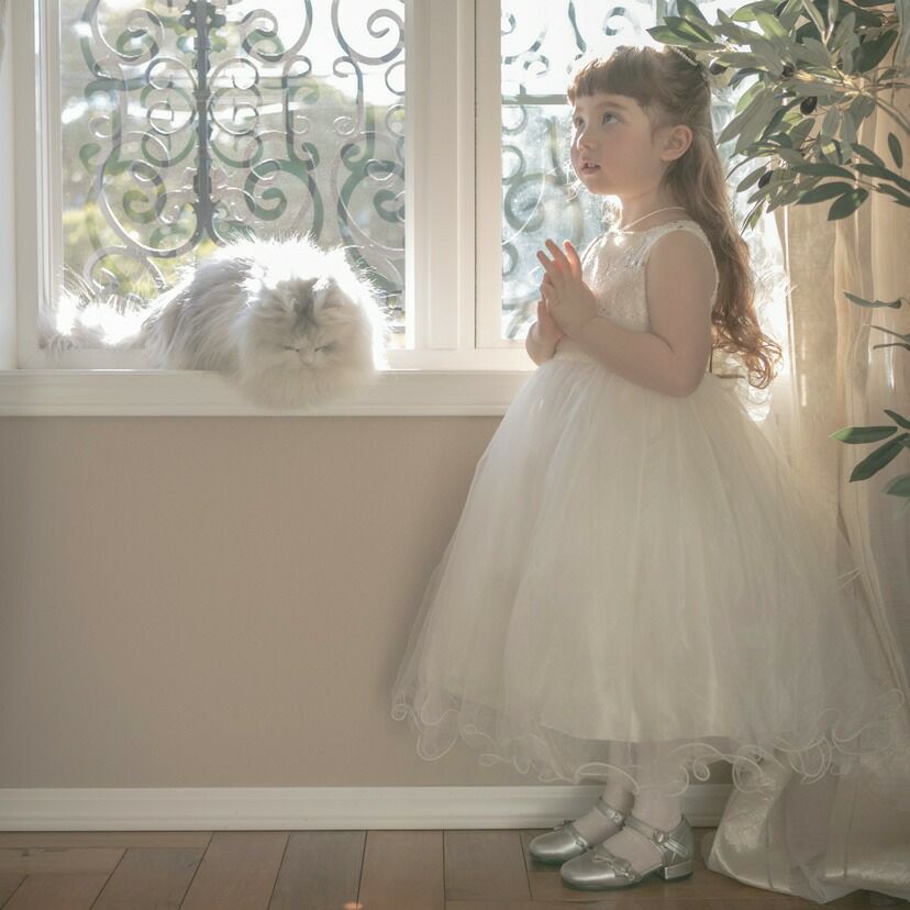 子供ドレスコスパ重視派のスパンコールレースチュールドレスキッズドレス