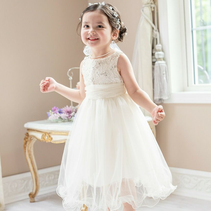子供ドレスコスパ重視派のスパンコールレースチュールドレスキッズドレス