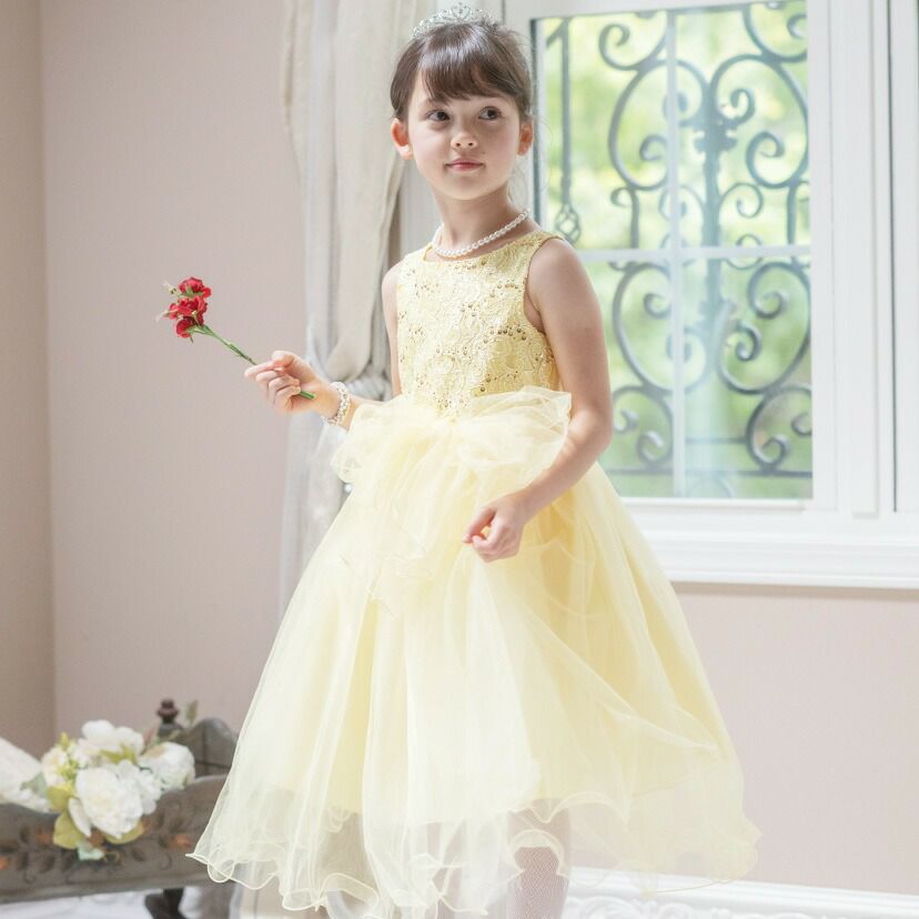 子供ドレスコスパ重視派のスパンコールレースチュールドレスキッズドレス