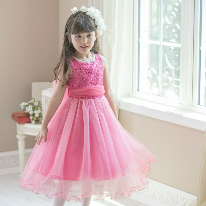 子供ドレスコスパ重視派のスパンコールレースチュールドレスキッズドレス