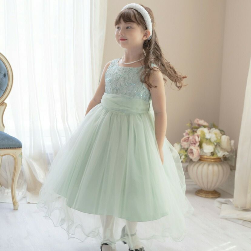 子供ドレスコスパ重視派のスパンコールレースチュールドレスキッズドレス