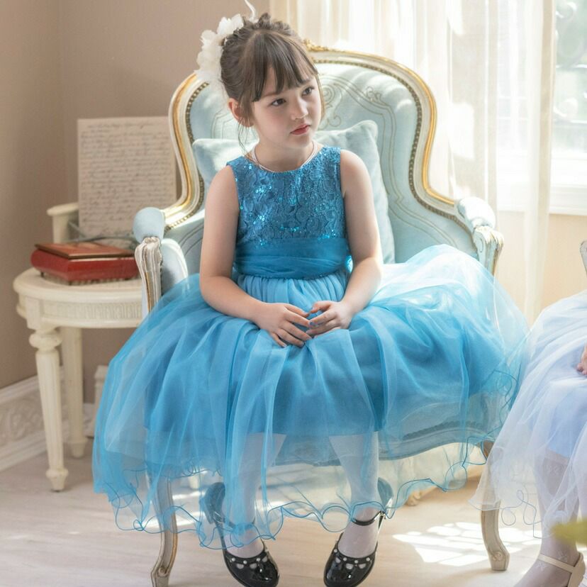 子供ドレスコスパ重視派のスパンコールレースチュールドレスキッズドレス