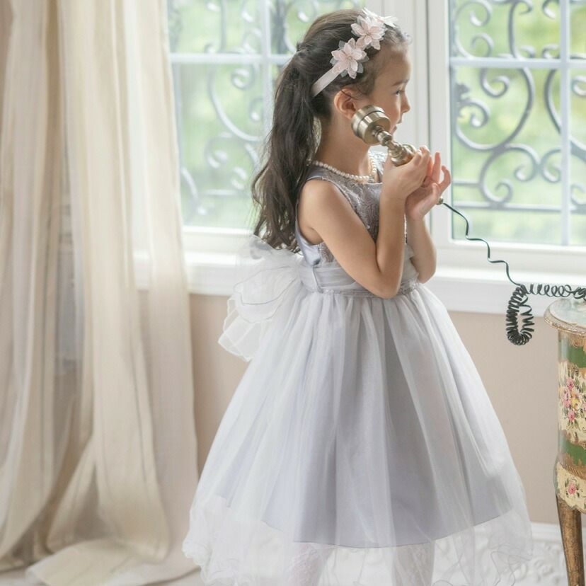 子供ドレスコスパ重視派のスパンコールレースチュールドレスキッズドレス