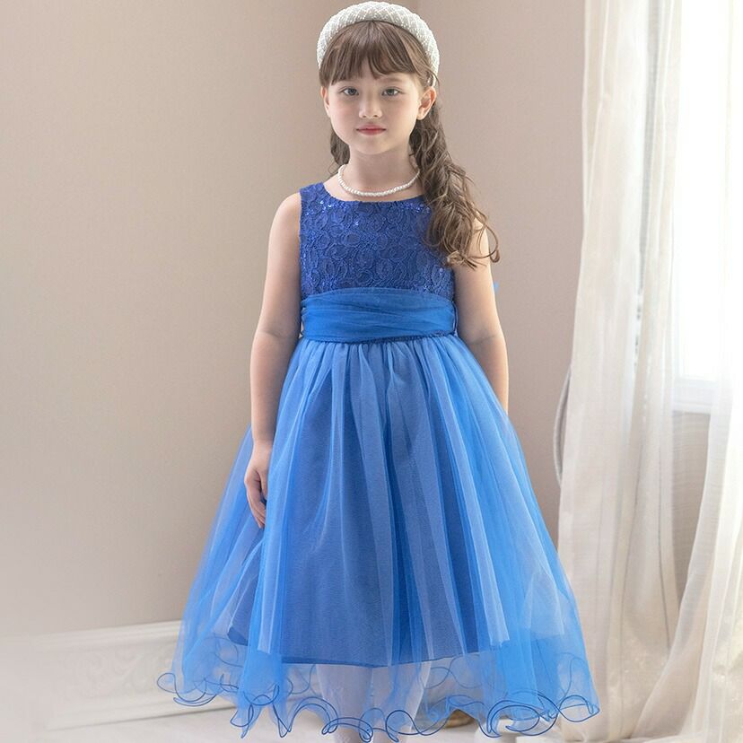 子供ドレスコスパ重視派のスパンコールレースチュールドレスキッズドレス