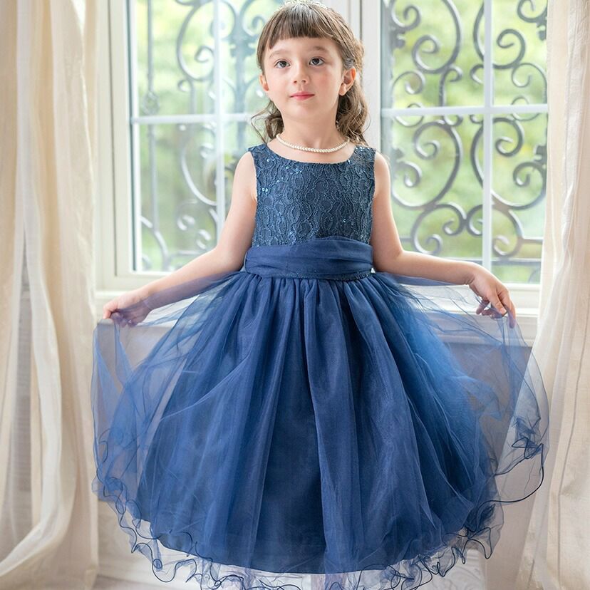 子供ドレスコスパ重視派のスパンコールレースチュールドレスキッズドレス