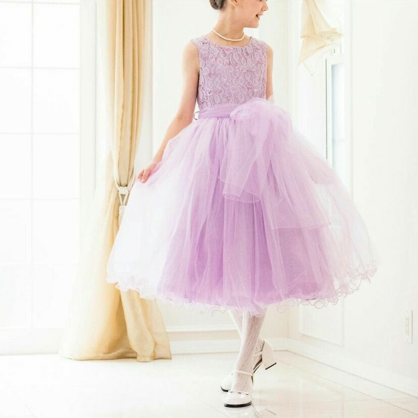 子供ドレスコスパ重視派のスパンコールレースチュールドレスキッズドレス