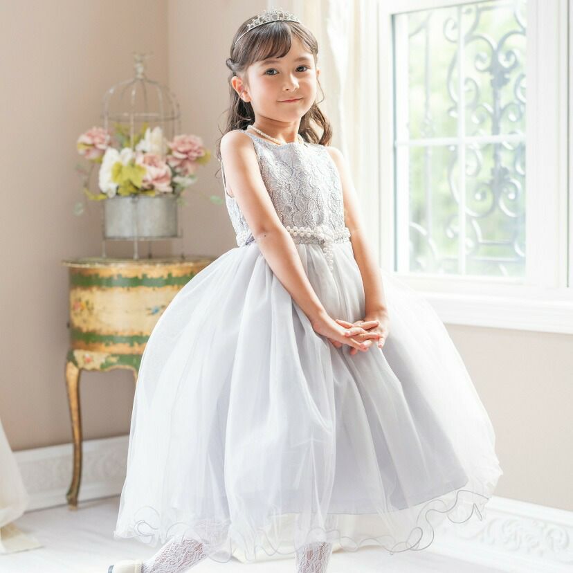 子供ドレスコスパ重視派のスパンコールレースチュールドレスキッズドレス