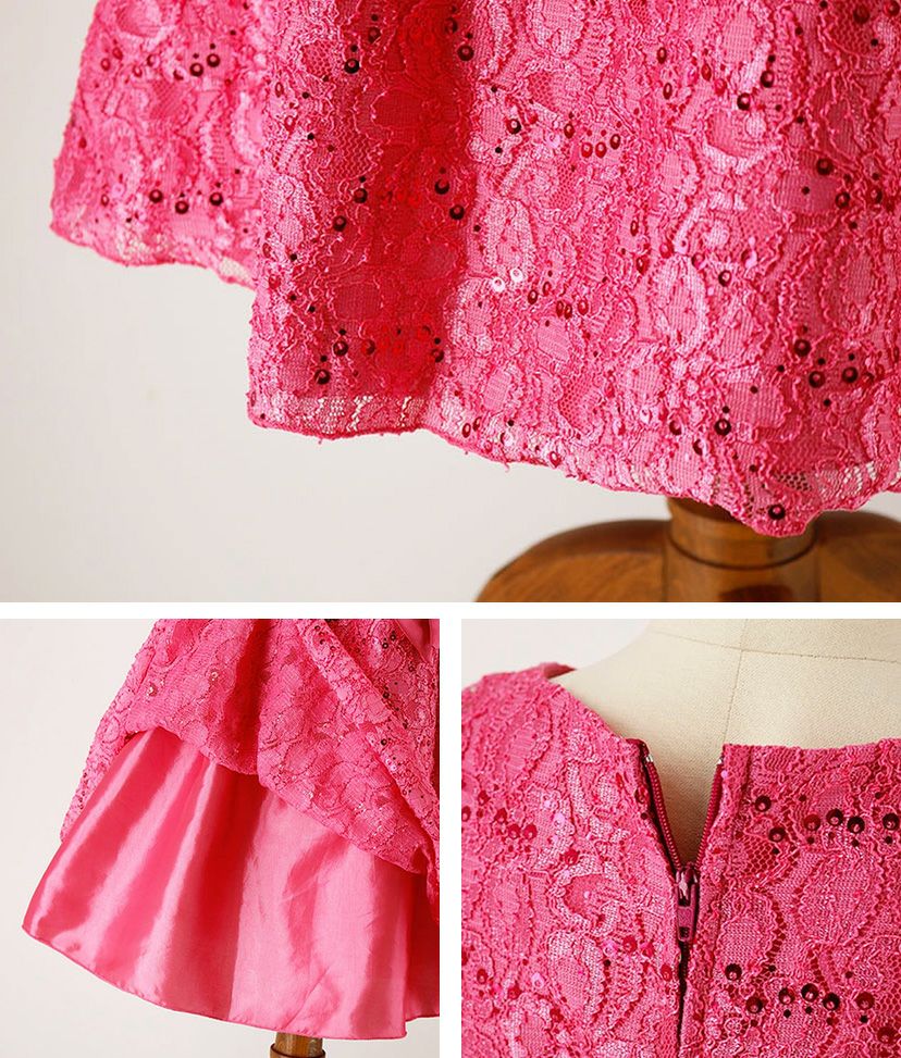 キッズドレス女の子スパンコールレースドレスリボン結婚式発表会衣装フォーマル