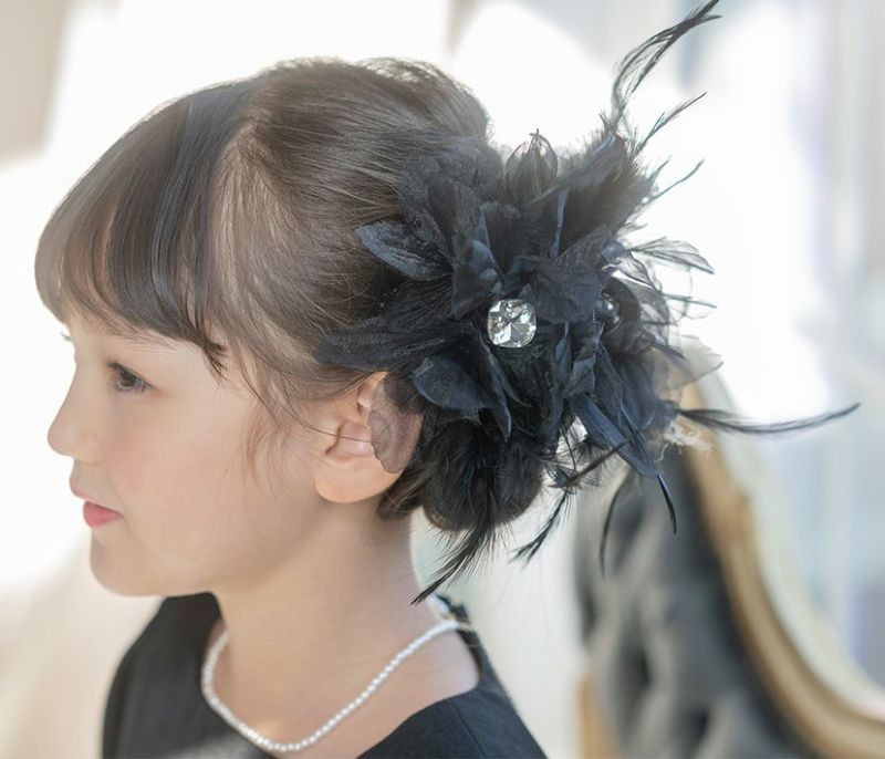 送料無料【サマーセール】 大きめリッチなフラワーフェザーバンスクリップ ヘアアクセ キッズ レディース キャサリンコテージ TAK |  キャサリンコテージ