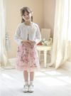 女の子入学式スーツ白ツイードボレロ＆花刺繍チュールレースワンピースセットアップフォーマル女子スーツ