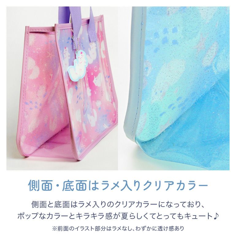 プールバッグビニールバッグ猫柄リボン柄