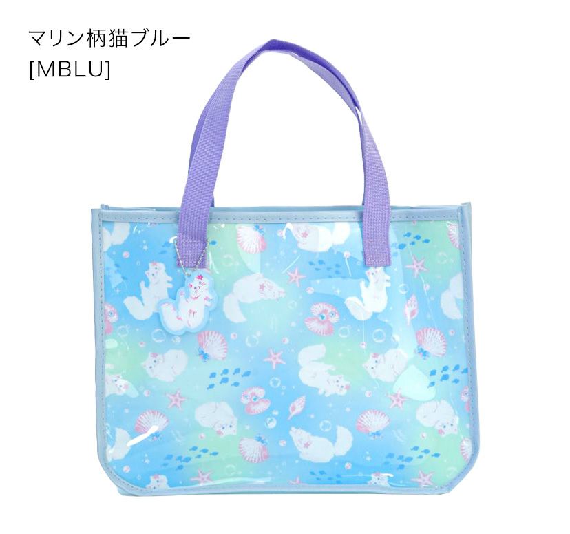 プールバッグビニールバッグ猫柄リボン柄