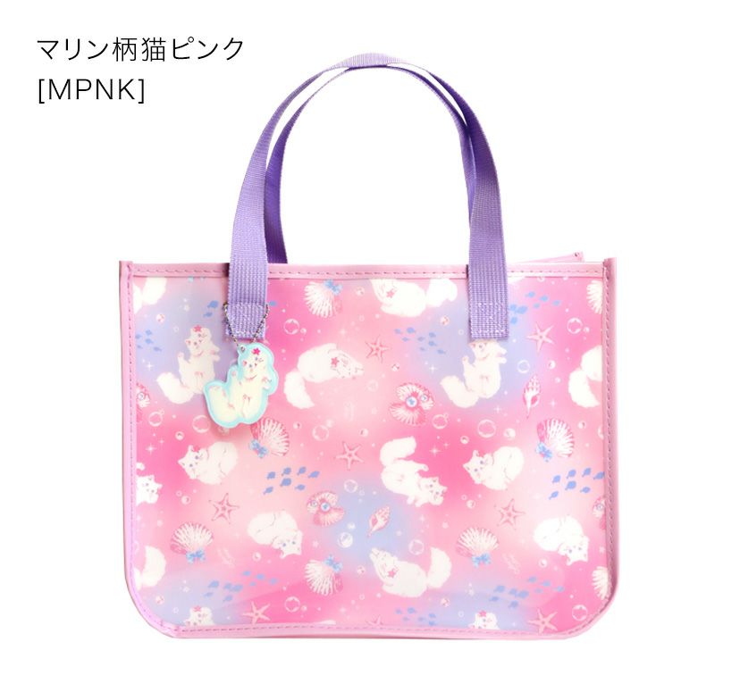 プールバッグビニールバッグ猫柄リボン柄