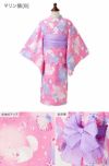 浴衣子供女の子キッズ・ジュニア・ベビーセパレートキャサリンオリジナル和柄がかわいい2ピース浴衣セット（ワンピース・上衣・兵児帯）[90100110120130140150160cm紺黒ピンク椿朝顔猫]夏花火大