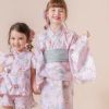 キャサリンオリジナル和柄2ピース浴衣セット【ワンピース+上衣】子供浴衣のピンク花柄