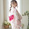 キャサリンオリジナル和柄2ピース浴衣セット【ワンピース+上衣】子供浴衣の水彩花柄ブライトピンク