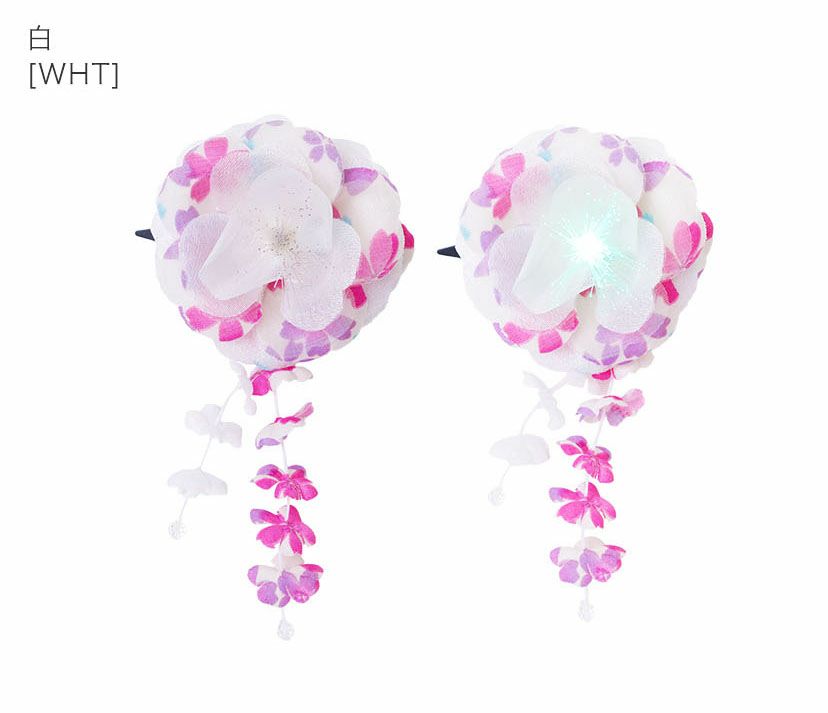 浴衣に！光る花髪飾りヘアクリップアクセサリーヘアアクセサリー和装アクセサリー