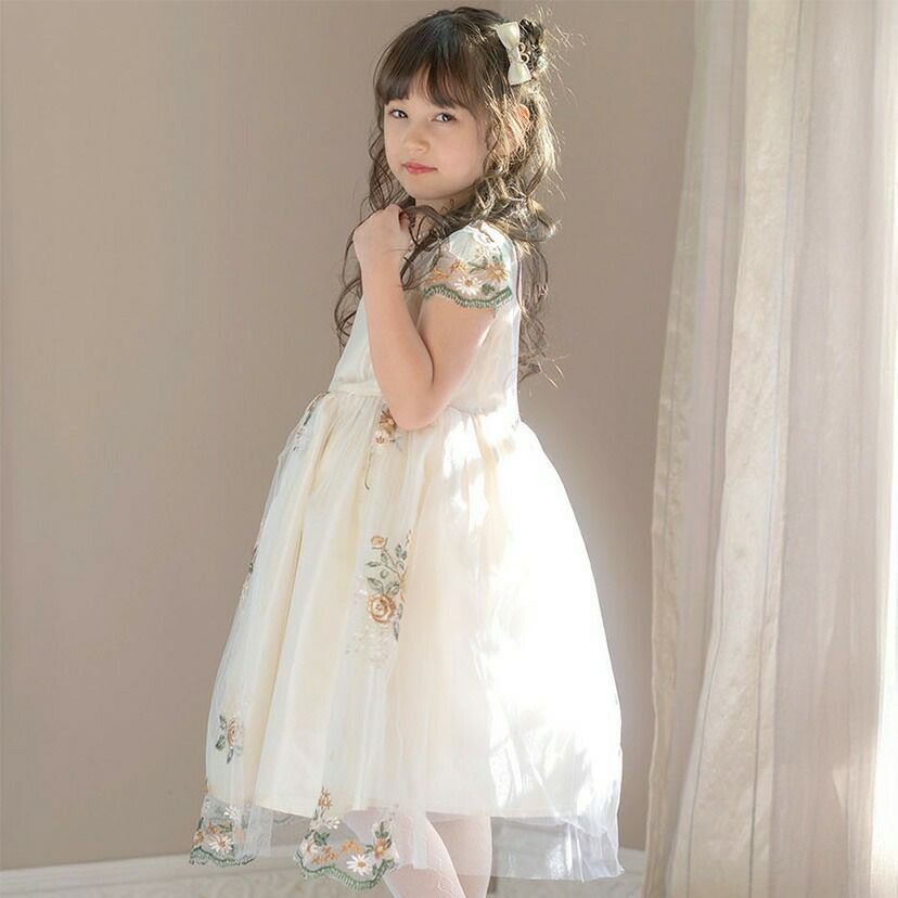 Sutton Dress Ocean Toile – Rylee + Cru Japan 幼児 女の子 コールドショルダー ボーホー ドレス リトルキッズ フラウンス レース カジュアル ミディ サマードレス アウトフィッ