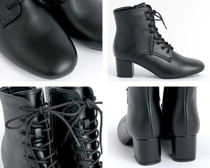 袴用ブーツレースアップブーツ女の子黒卒園式卒業式[子供靴232425cm編みあげブーツファスナー付きブーツ卒園式卒業式袴スーツキッズフォーマルカジュアル][TS]