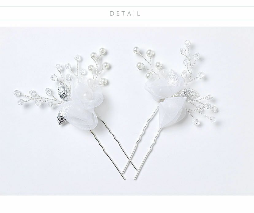 白花チュールUピンオーガンジーフラワーUピン2本セットキャサリンコテージ