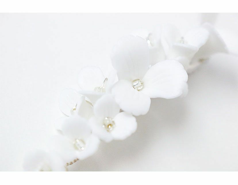 白花ヘアクリップセラミックフラワーヘアクリップ2個セットキャサリンコテージ