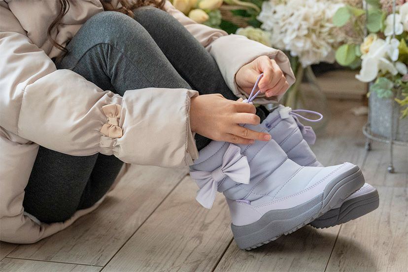 送料無料目玉スノーブーツ収納式スパイク付き女の子カジュアルブーツウィンターブーツキッズジュニア防滑防寒靴雪雪靴ミドル丈裏起毛キャサリンコテージTAK